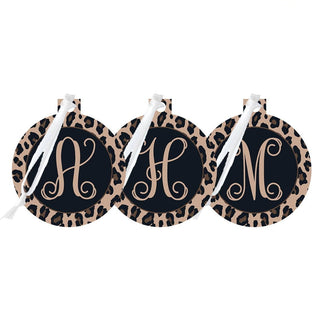 Leopard Initial Round Christmas Ornament Monogram Tree Decor Single Initial #SO-RD-LPRD - Ornament