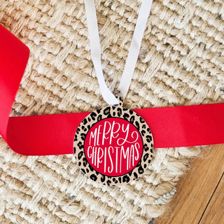 Leopard Merry Christmas Ornament - 3 pc Set #SO-RD3-WILD-MC - Ornament