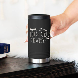 Let’s Get Batty Black Slim Can Holder Halloween Spooky Season Gift #TWBH-BAT-BLK - Drink Huggers & Koozies