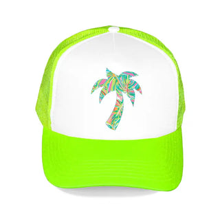 Let’s Get Tropical Trucker Hat Mesh Beach Cap for Women #L197-HTTRPPALM23 - Neon Green - Trucker Hat - Women’s
