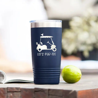 Let’s Par Tee Tumbler Navy 20oz Golf Cart Cup Women Golfer Gift #TWB20-PAR23-NAVY - Insulated Mug/Tumbler