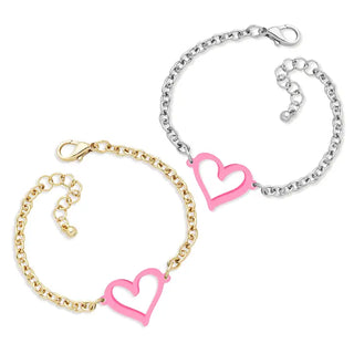 Light Pink Heart Split Bracelet #ACB-ABSV-HEART-LTPK - Charm/Dangle Bracelet
