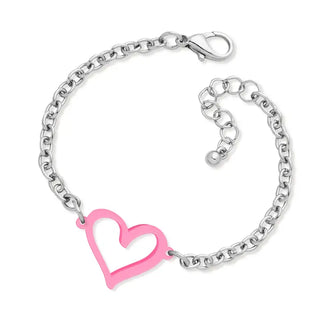 Light Pink Heart Split Bracelet #ACB-ABSV-HEART-LTPK - Charm/Dangle Bracelet