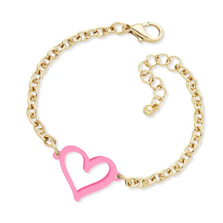 Light Pink Heart Split Bracelet #ACB-ABSV-HEART-LTPK - Charm/Dangle Bracelet