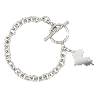 Louisiana Bracelet #ACB-400SV-LA-MRSV - Charm/Dangle Bracelet