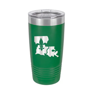 Louisiana Mardi Gras Tumbler Insulated Carnival Cup NOLA Gift #TWB12-GRN-LAFLUR - Green / 20oz. - Insulated Mug/Tumbler