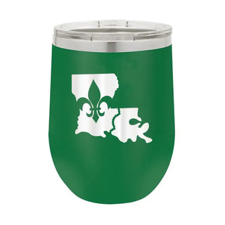Louisiana Mardi Gras Tumbler Insulated Carnival Cup NOLA Gift #TWB12-GRN-LAFLUR - Green / 12oz. - Insulated Mug/Tumbler