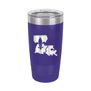 Louisiana Mardi Gras Tumbler Insulated Carnival Cup NOLA Gift #TWB12-GRN-LAFLUR - Purple / 20oz. - Insulated Mug/Tumbler