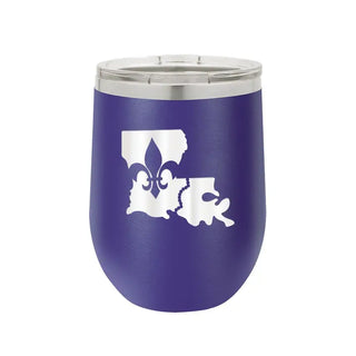 Louisiana Mardi Gras Tumbler Insulated Carnival Cup NOLA Gift #TWB12-GRN-LAFLUR - Purple / 12oz. - Insulated Mug/Tumbler