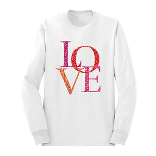 Love Long Sleeve Shirt Cute Heart Graphic Tee for Women #HPLS-LOVE23 - White / Small - Screen Printed T-Shirt - Women’s