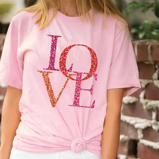 Love T Shirt Heart Graphic Valentine’s Day Cute Everyday Tee #HPTS-LOVE24 - Screen Printed T-Shirt - Women’s