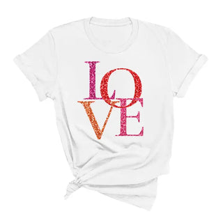 Love T Shirt Heart Graphic Valentine’s Day Cute Everyday Tee #HPTS-LOVE24 - White / Small - Screen Printed T-Shirt