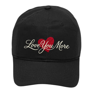 Love You More Embroidered Cotton Baseball Cap with Heart Adjustable Hat #M190-LMORE - BLACK - Baseball Cap - Women’s