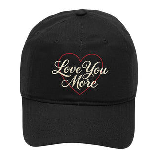 Love You More Hat Embroidered Cotton Baseball Cap with Large Open Heart #M190-LMORE2 - BLACK - Baseball Cap - Women’s