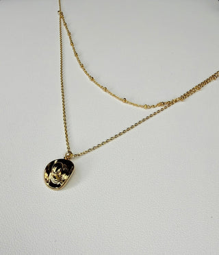 LR Gold Cowgirl Hat Necklace #EN1394-GD