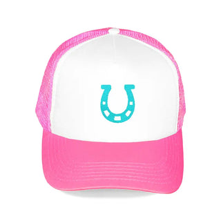 Lucky Horseshoe Trucker Hat Embroidered Western Cap for Women #M197VL-BLK-HS - Trucker Hat - Women’s