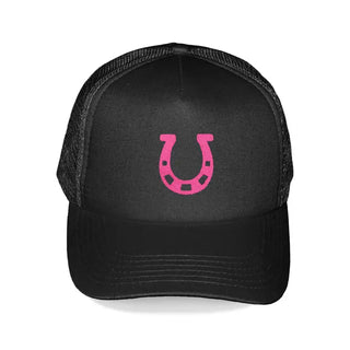 Lucky Horseshoe Trucker Hat Embroidered Western Cap for Women #M197VL-BLK-HS - Trucker Hat - Women’s