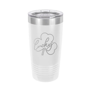 Lucky Shamrock Tumbler 20oz St Patrick’s Day Cup Irish Gift #TWB20-LUCK23-WHT - Insulated Mug/Tumbler