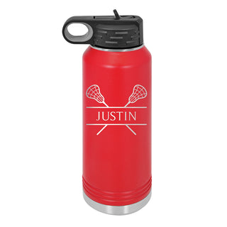 Water Bottle with Lacrosse Design