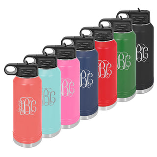 Water Bottle with Vine Initials #LWB32-PK