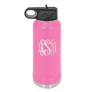 Water Bottle with Vine Initials #LWB32-PK