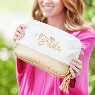 Gold Bride Creme Cabana Cosmetic Bag