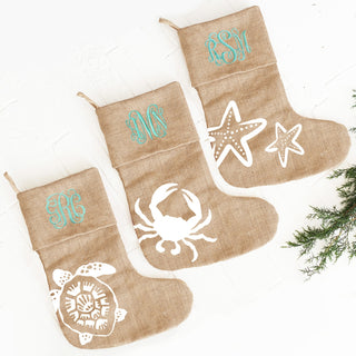 Crab Burlap Stocking 