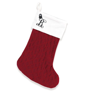 Red Velvet Christmas Personalized Monogram Holiday Stocking with Gold Acrylic Initial #M91726-RDVEL-ACG
