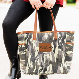 Camo Hayden Tote Canvas Work Travel Everyday Large Shoulder Bag #M965-CAMO-VLXN