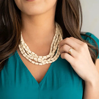 Madelyn Necklace #VLJN6564 - White - Beaded/Pearl Necklace