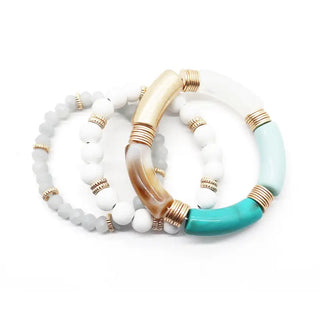 Madison Bracelet Stack #VLJ6954 - Aqua - Jewelry Set