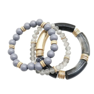 Madison Bracelet Stack #VLJ6954 - Black - Jewelry Set