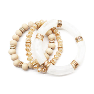 Madison Bracelet Stack #VLJ6954 - White - Jewelry Set