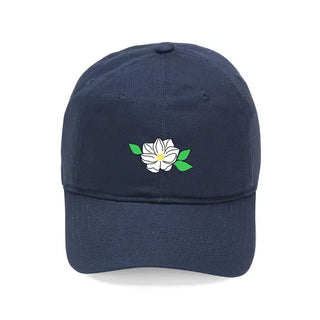 Magnolia Embroidered Hat Southern Floral Baseball Cap for Women #M192VL-GREY-MAG - Navy - Baseball Cap - Women’s