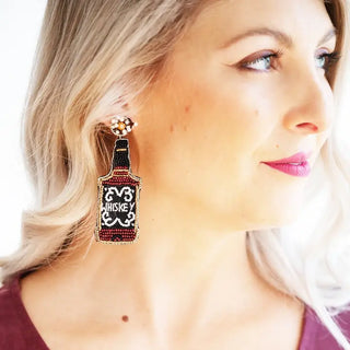 Make Mine A Double Earrings #VLJ4212-WHISKEY - Dangle Earrings