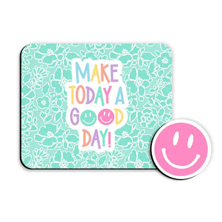 Make Today a Good Day Mouse Pad Smiley Desk Coaster Set Motivational Gift #SDESK-NGOOD-SMILE - Mousepad/Trackpad