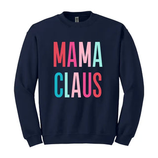 Mama Claus Sweatshirt Cute Christmas Mom Holiday Cozy Pullover #HPSW-MC23 - Navy / Small - Graphic Sweatshirt - Women’s