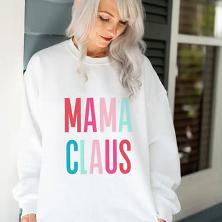Mama Claus Sweatshirt Cute Christmas Mom Holiday Cozy Pullover #HPSW-MC23 - Graphic Sweatshirt - Women’s