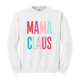 Mama Claus Sweatshirt Cute Christmas Mom Holiday Cozy Pullover #HPSW-MC23 - White / Small - Graphic Sweatshirt - Women’s