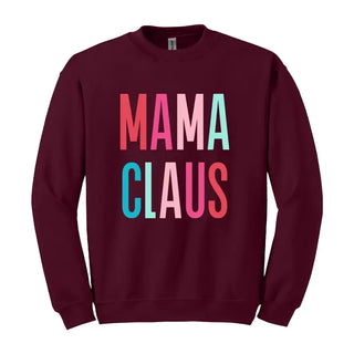 Mama Claus Sweatshirt Cute Christmas Mom Holiday Cozy Pullover #HPSW-MC23 - Garnet / Small - Graphic Sweatshirt