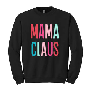 Mama Claus Sweatshirt Cute Christmas Mom Holiday Cozy Pullover #HPSW-MC23 - Black / Small - Graphic Sweatshirt - Women’s