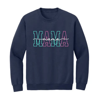 Mama Embroidered Sweatshirt #MSW-MAMA25 - Navy / S - Sweatshirt - Women’s