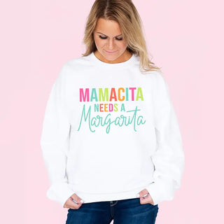 Mamacita Sweatshirt Cute Mama Graphic Cozy Everyday Pullover #HPSW-MARG23 - White / Small - Graphic Sweatshirt - Women’s
