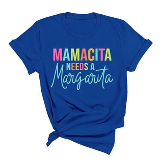 Mamacita T Shirt Funny Latina Inspired Graphic Casual Gift Tee #HPTS-MARG23 - Royal Blue / Small - Screen Printed