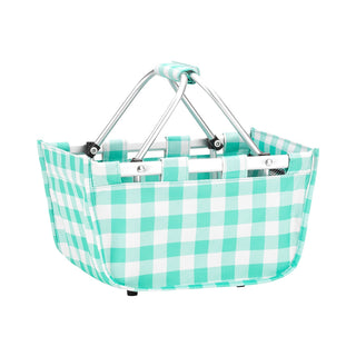 Mint Check Mini Market Tote Cute Canvas Shopping Gift Bag #MARKETS-MTCHECK-VLM