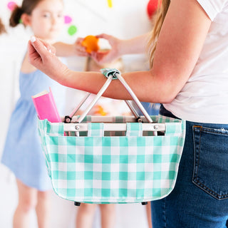 Mint Check Mini Market Tote 