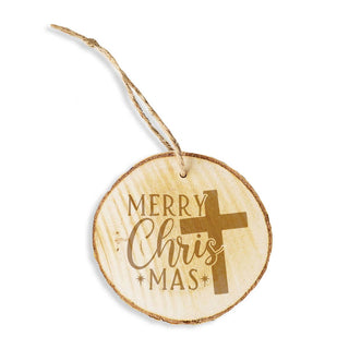 Merry Christmas Cross Wood Ornament - 4 PC SET #LOR-S4W-MASS - Ornament