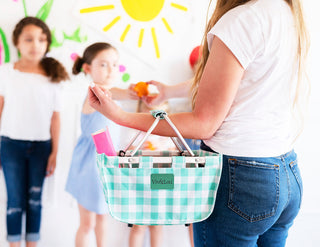 Mint Check Mini Market Tote Cute Canvas Shopping Gift Bag #MARKETS-MTCHECK-VLM