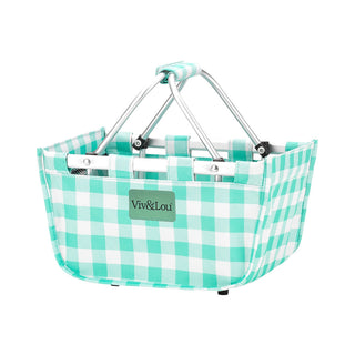 Mint Check Mini Market Tote Cute Canvas Shopping Gift Bag #MARKETS-MTCHECK-VLM
