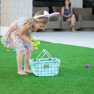 Mint Check Mini Market Tote Cute Canvas Shopping Gift Bag #MARKETS-MTCHECK-VLM